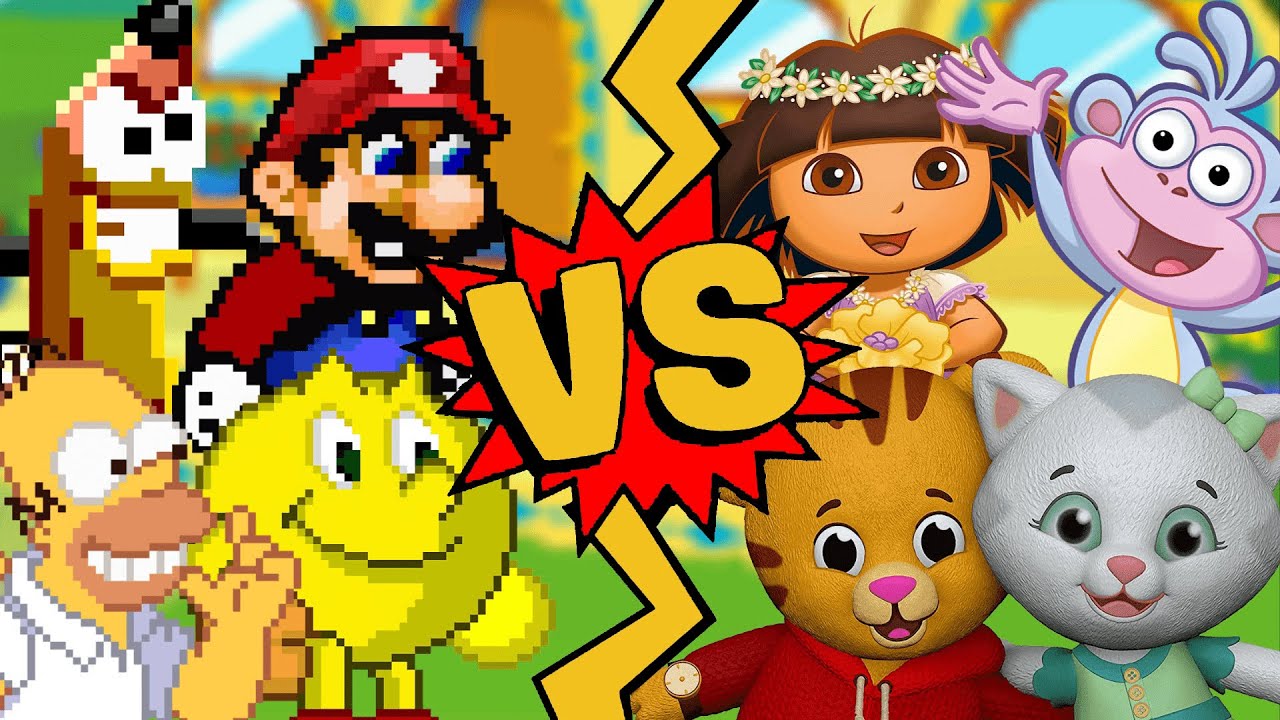 M.U.G.E.N Battles | Pac-Man/Wild Woody/Mario/Homer vs Daniel Tiger/Katerina Kittycat/Dora/Boots
