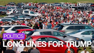 Scenes from the crowd lining up for Trump rally in Asheboro