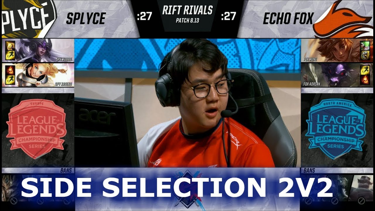 [2v2] Kobbe & KaSing vs Huni & Adrian for side selection | Echo Fox vs Splyce Rift Rivals 2018 LoL