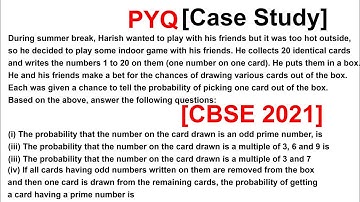 class 10 maths pyq | Probability Case Study Question | Chapter 14 Q 9