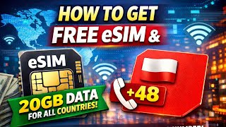 FREE eSIM 20GB Data for All Countries 🌍 | Poland Number +48 | Step by Step Guide
