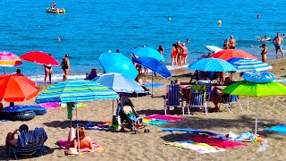 Benalmadena Beach Walk Malaga Spain Hot Summer July 2023 - Playa De Bil Bil [4K]