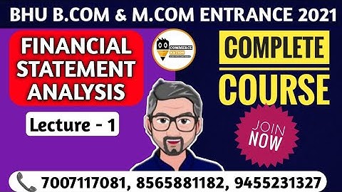 #1 Financial Statement Analysis || Bhu B.com & M.com Entrance Exam 2021 || Join now