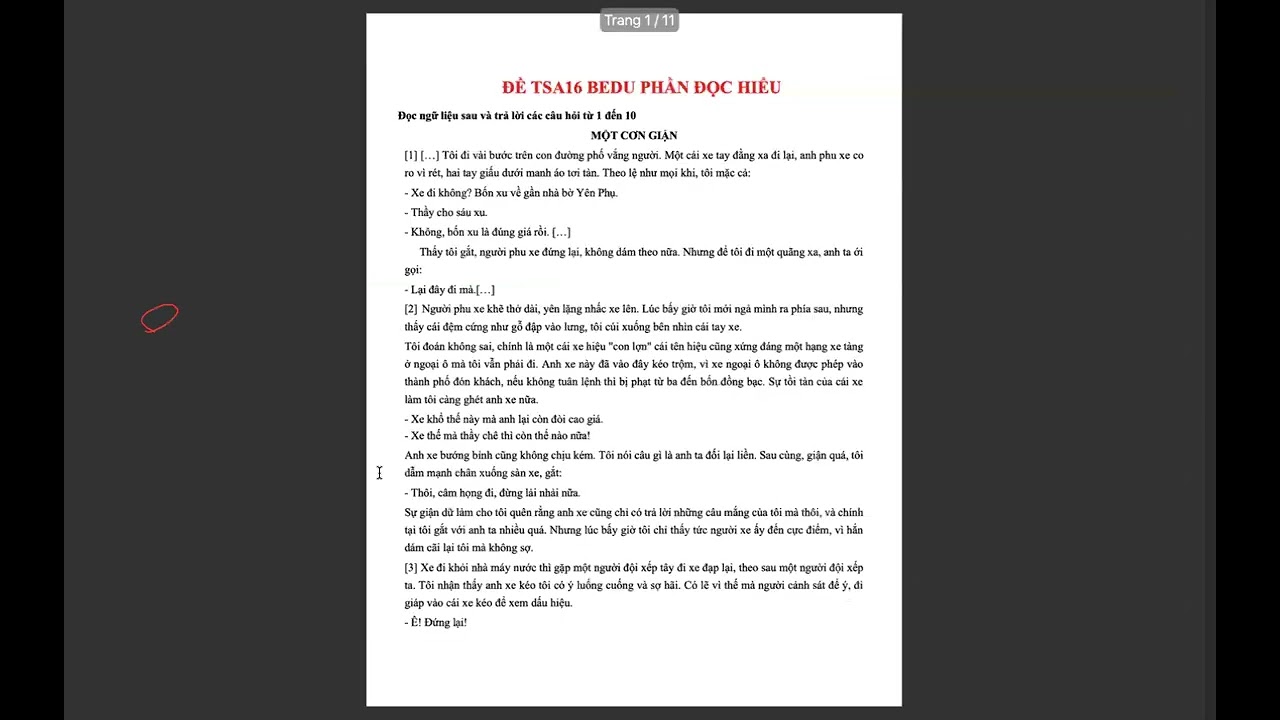 CHỮA ĐỀ THI THỬ TSA SỐ 16  PHẦN ĐỌC HIỂU - CÔ LƯU THỊ LÝ
