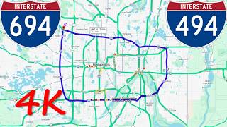 ⁴ᴷ Twin Cities Beltway (Interstates 494 & 694) counterclockwise/outer loop [4K VIDEO]