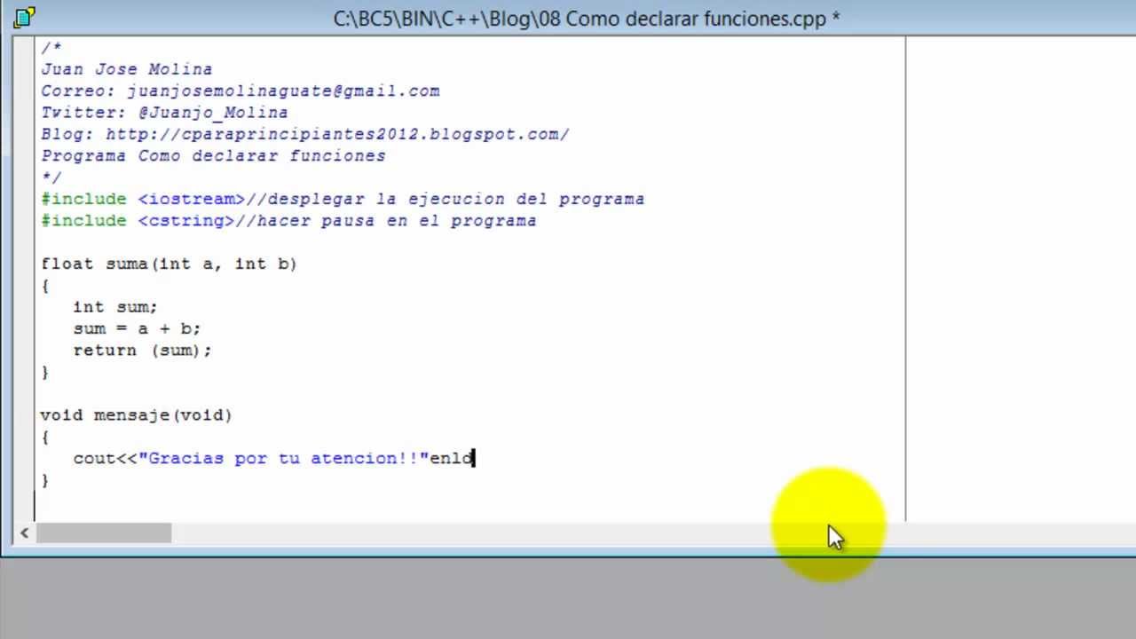 Como declarar funciones en C++ - YouTube