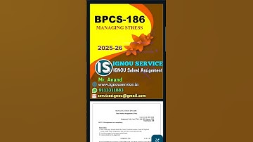 BPCS-186 Solved Assignment English Medium 2025-26 #ignou #ignousolvedassignment #ignouassignment