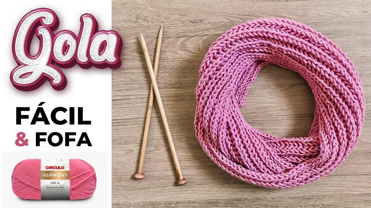 GOLA EM TRICÔ FÁCIL E FOFA | Passo a passo para iniciantes - Ponto ventania
