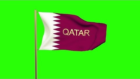 Qatar Flag With Title Waving In The Wind. Looping Sun Rises Style. Animation Loo Stock Animation