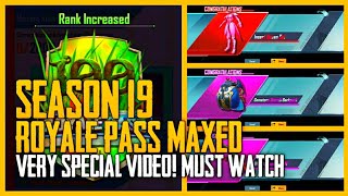 SEASON 19 ROYALE PASS MAXOUT - UPGRADE TO RP RANK 100 - PUBG Mobile | SEASON 19 RP FULL MAX 100 RP 🔥