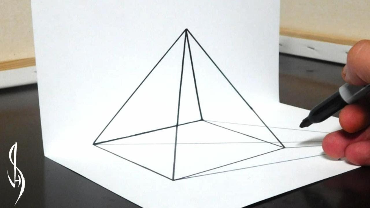 How to Draw a 3D Transparent Pyramid - Simple Trick Art