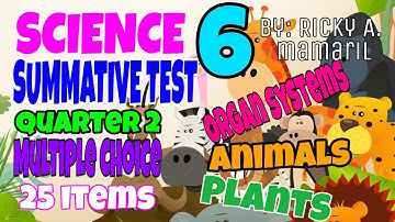 SUMMATIVE TEST SCIENCE 6 QUARTER 2 MULTIPLE CHOICE 25 ITEMS ORGAN SYSTEMS ANIMALS PLANTS