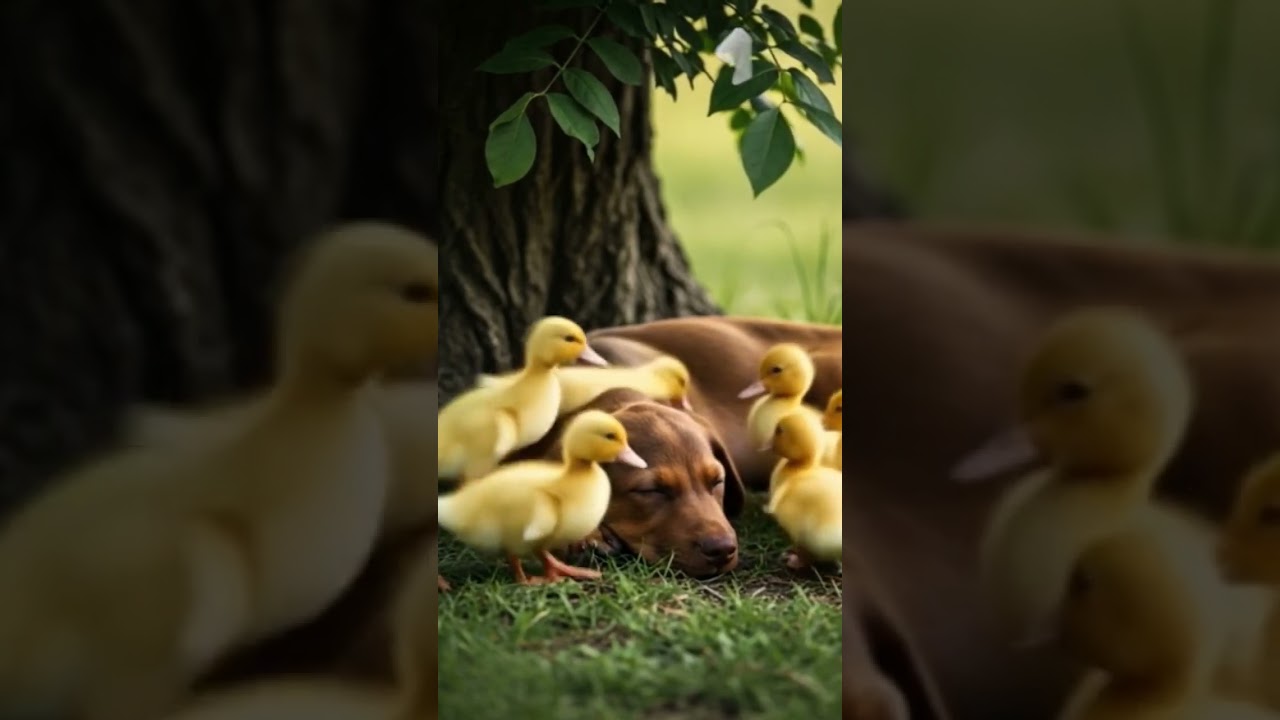 Dog and ducklings🥰😍 