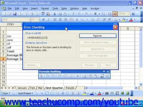 Excel 2003 Tutorial Error Checking Microsoft Training Lesson 18.5