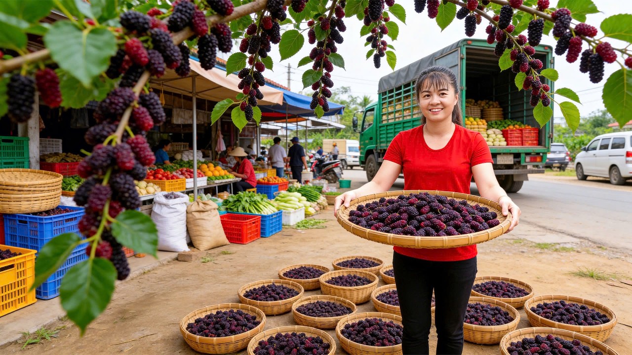 Cosechando 100KG de Moras | Vendiendo en el Mercado y Haciendo Jarabe de Mora
