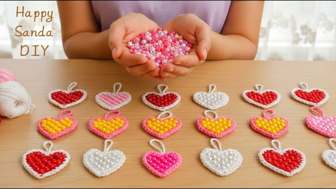 🌟❤️Made 20 Pairs and Sold Them All - Amazing Beaded Hearts with Yarn - Everyone Loves Them !! Crafts