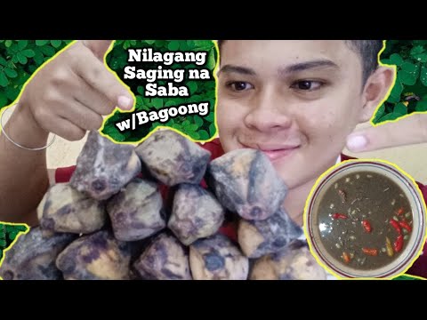 FILIPINO FOODS | NILAGANG SAGING NA SABA with BAGOONG MUKBANG!