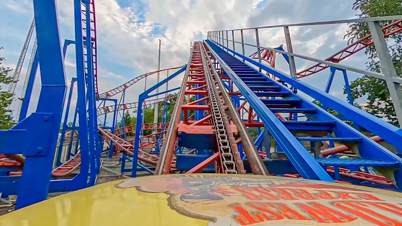 WILD WEST EXPRESS (Windstorm) - Adventure Park USA - Front Row POV