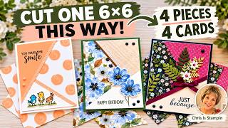 One 6×6 Sheet, 2 Cuts, 4 Cards | An Easy Card Template!