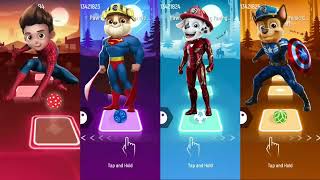 Paw Patrol Superhero Team Chase Vs Marshall Vs Ryder Vs Rubble Tiles Hop