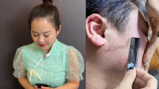 💈ASMR|look at the vellus hair on the customer's face was shaved clean and had a sense of achievement