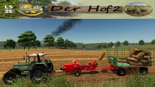 LS25 Der Hof 2  #190   Ballenpressen mit dem IHC 1455 und der HD Ballenschleuder