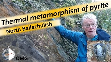 Thermal metamorphism of pyrite. North Ballachulish Slate Quarry