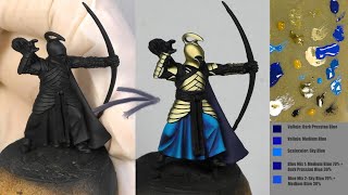 Gold NMM and blue robe of a LOTR elf archer painting tutorial