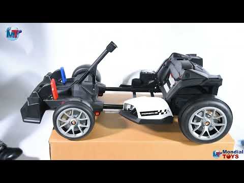 Go Kart Elettrico Porsche per Bambini 24V Ruote in Gomma Eva Nylon Sedile Regolabile 6-12 Anni Luci LED 2 Velocità Drift Video