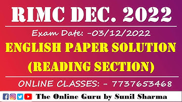 RIMC (3 DEC 2022) English I Reading Section Solution I The Online Guru 7737653468
