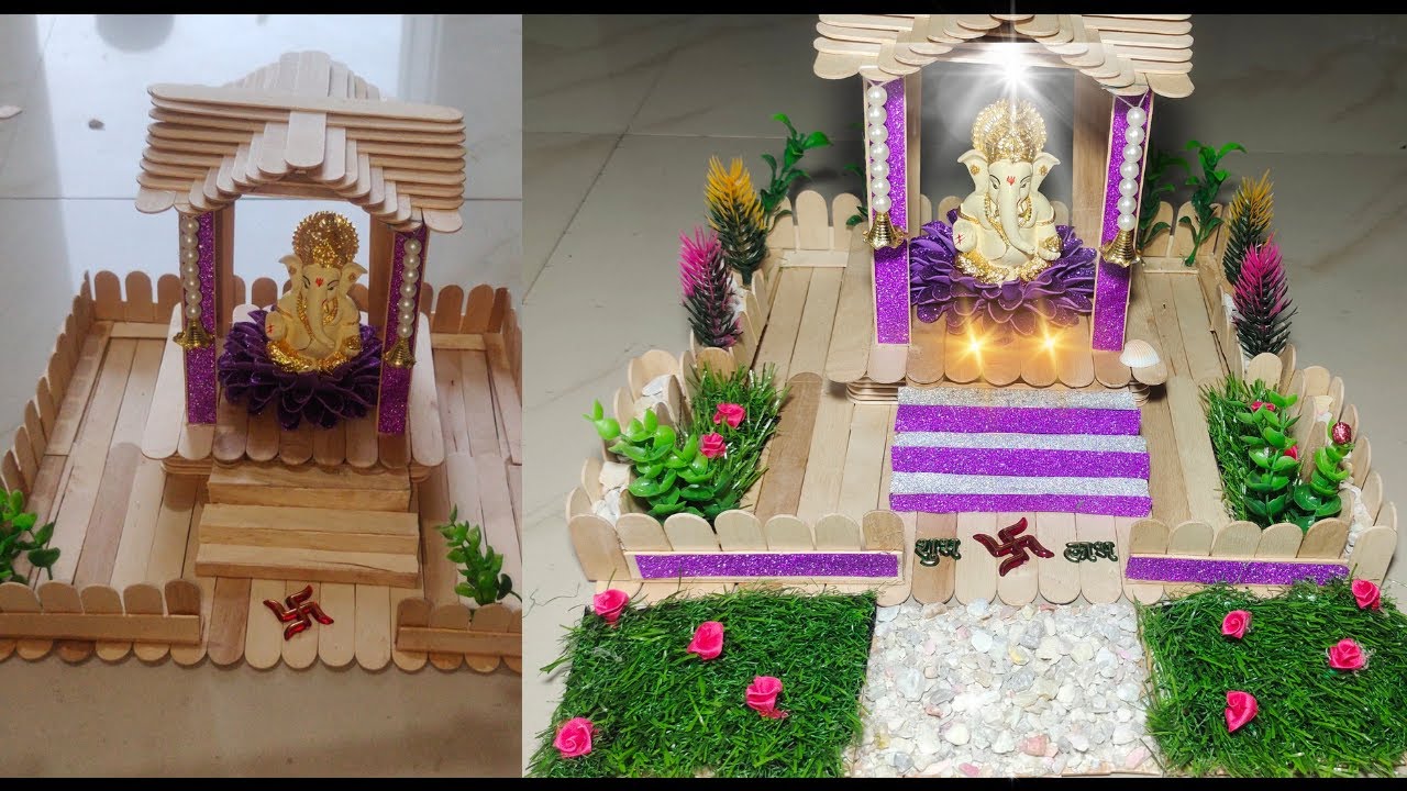 Diy Ice Cream Stick Craft Ideas | Making Beautiful Ice Cream Stick Temple Complete Tutorial