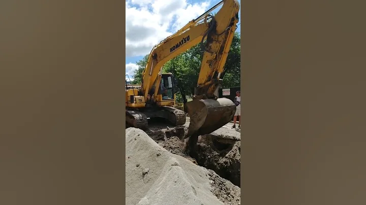 Civil trenching with big KOMATSU