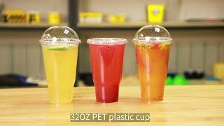 Custom Clear 32 OZ Pet Plastic Cups With Lids