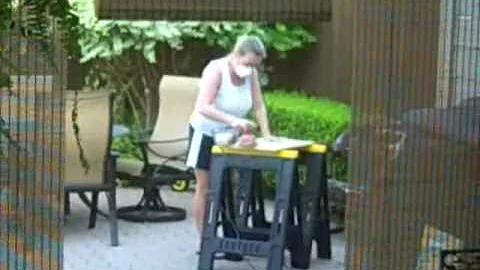 Janet Utley Sanding Cabinets