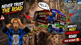 World's Most Dangerous Road 😱 |  Truck Falls Off Cliff! NEVER TRUST THE FREEFIRE MILL  ROAD BUSSID screenshot 1