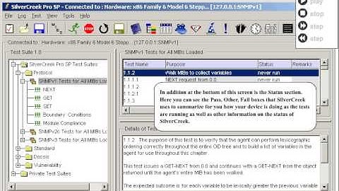 SilverCreek SNMP Test Suite Graphical User Interface