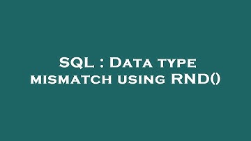 SQL : Data type mismatch using RND()