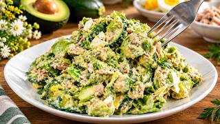 I make this cucumber and avocado salad three times a week! Everyone asks for this delicious recipe!