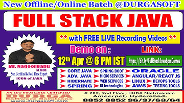 Full Stack Java Offline/Online Training @ DURGASOFT