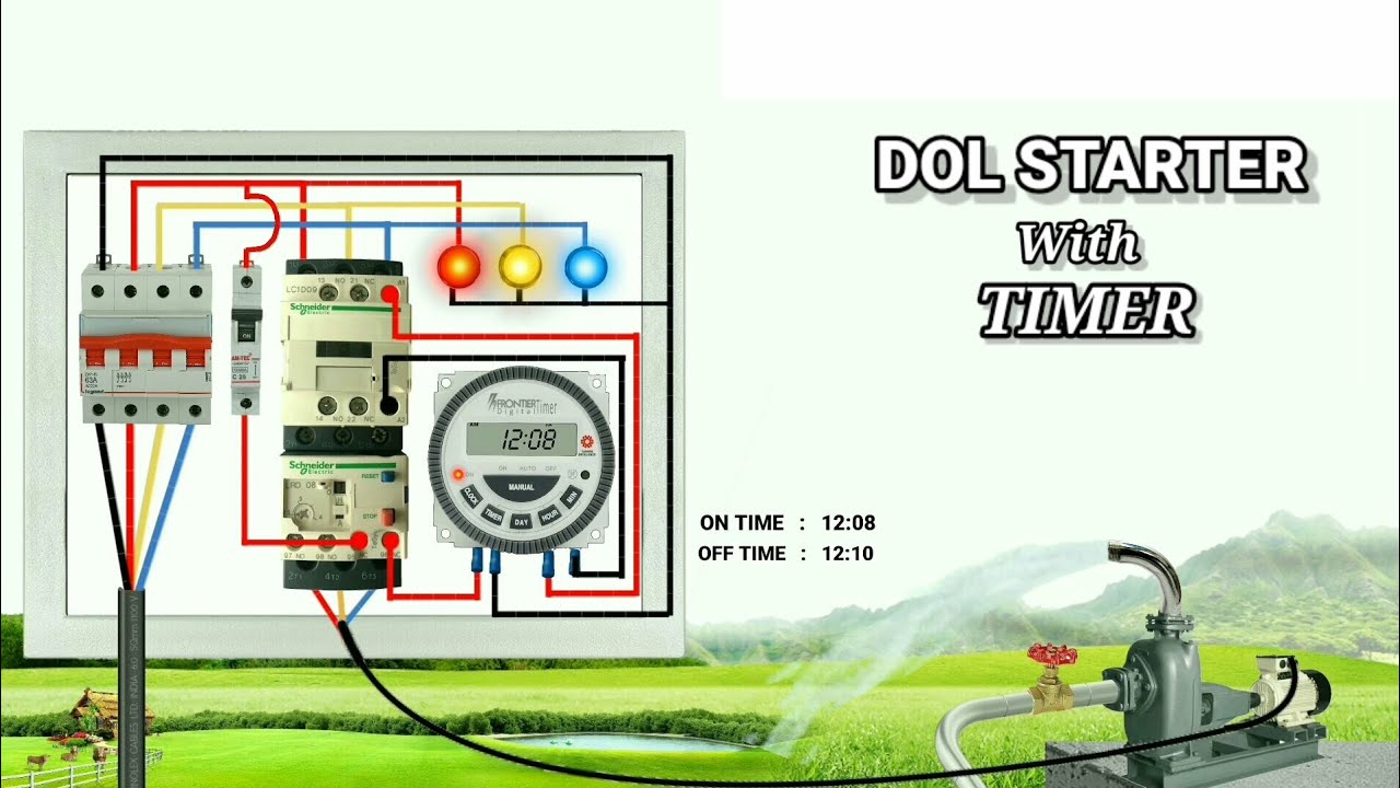 Dol starter wiring with timer #electricalteluguofficial - YouTube
