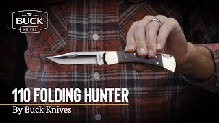 Buck Folding Hunter 0110BRS-B @ SRKT Ebony Wood Handles Satin 420HC Blade