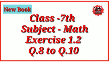 Class 7th| Math |Chapter 1|Integers|Exercise 1.2| Q.8 and Q.10|New book|PSEB|Explained| Easy method|