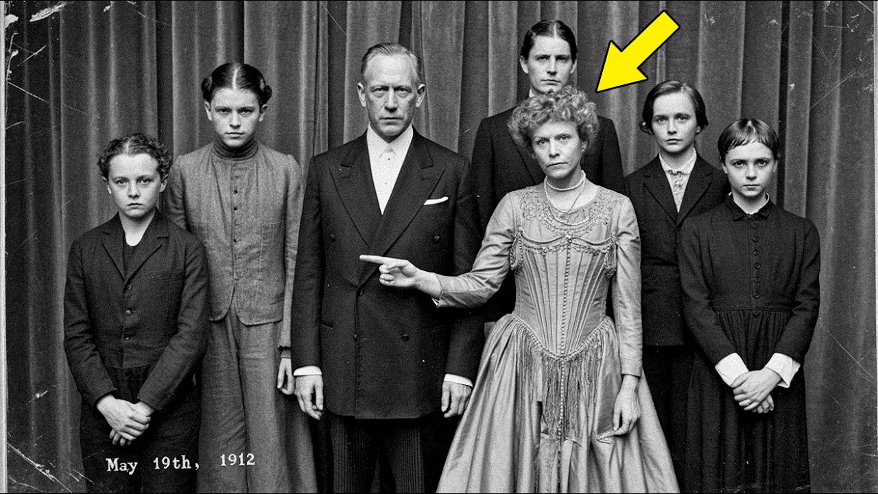 В 1912 году семья позировала для фотографии — странный жест матери слева скрывал тёмную тайну.
