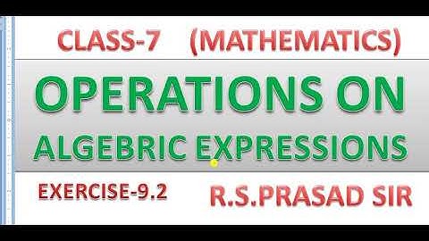 Class 7 maths operations on algebraic expressions exercise 9.2