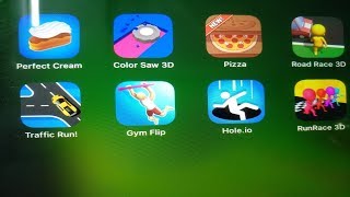 Perfect Cream| Color Saw 3D| Pizza| Road Race 3D| Traffic Run| Gym Flip| Hole io| RunRace 3D screenshot 2