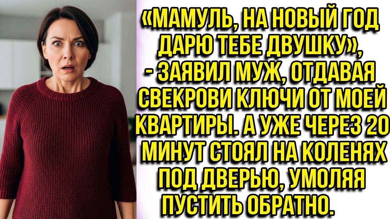 «Мамуль, на Новый год дарю тебе двушку», — заявил муж, отдавая свекрови ключи от моей квартиры.