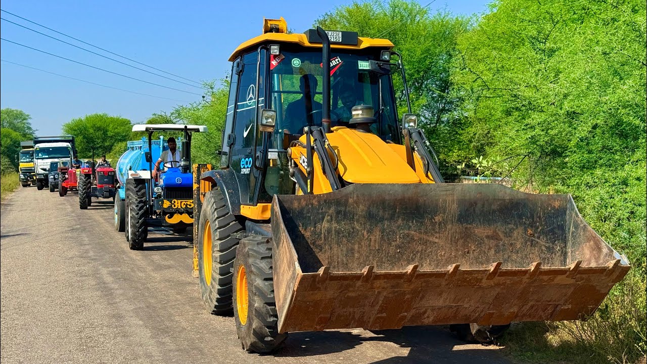 Jcb 3dx loading Mud in TATA Tippers Tractors Swaraj 855 Fe New Holland 3630 Tractor jcb Thar truck 