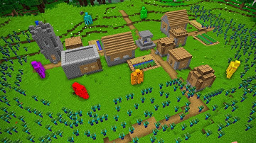 HOW RAINBOW IRON GOLEMS DEFENSE THIS VILLAGE IN ZOMBIE APOCALYPSE? Minecraft NOOB vs PRO! TROLLING