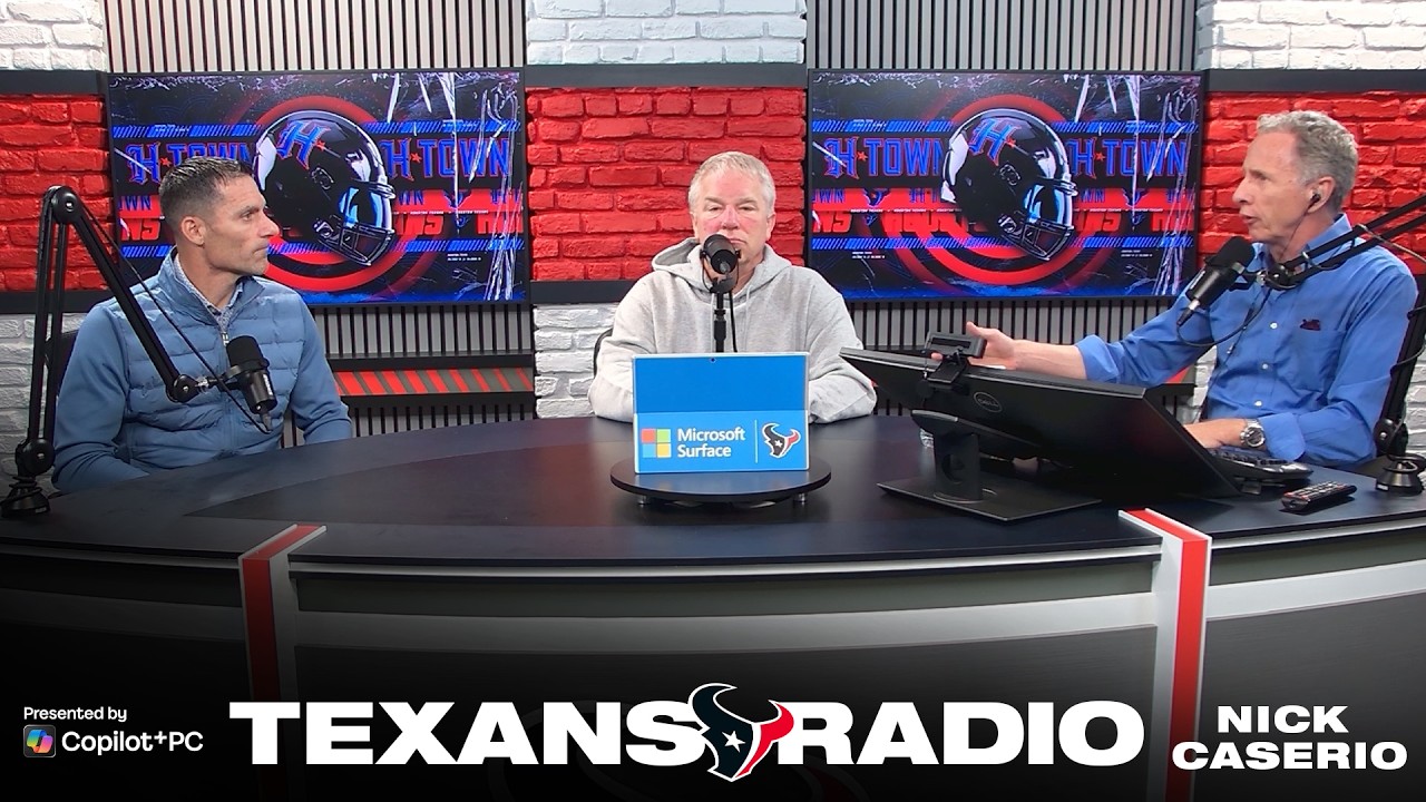 Nick Caserio during his official Houston Texans Radio interview uploaded October 28, 2026. Video thumbnail: Houston Texans/YouTube.