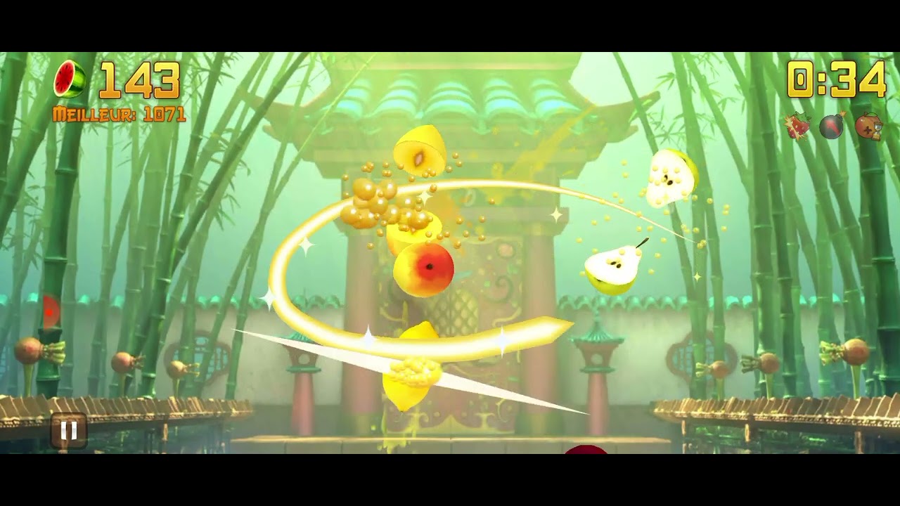 Jeux Vidéo 🎮 Fruit Ninja événement Mr Sparkle le Score 708